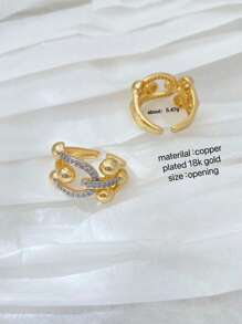 1pc New Arrival 18K Gold Plated Copper Ring With Zirconia Stone, Delicate And Exquisite Design, Versatile Accessory For Casual Wear, Commuting, Parties, Luxurious & High-End Gift
