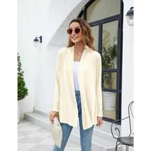 Newchoice Womens Casual Lightweight Long Sleeve Cardigan Soft Drape Open Front Fall Dusters (S-3XL) - Light Apricot - View 3