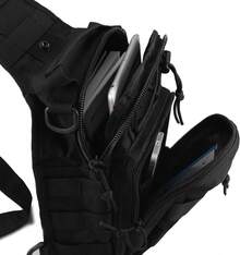 Tactical Backpack - Multi-Functional Outdoor Sports Chest Bag, Shoulder Crossbody Bag, Durable Zipper Closure, Oxford Cloth Material, Adjustable Strap, Fitness, Hiking, Fishing Can Be - 黑色 - 查看 5