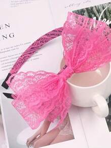 1/2Pcs Colorful Lace Bowknot Headbands For Women, Retro Style 80's Neon Party Street Hip-Hop Fashionable Accessory, Festive Bowknot Headwear For Parties, Social Events, Family Gatherings, Halloween, Holiday Gifts