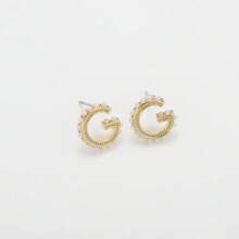 Aretes de perla con alfabeto francés antiguo "G", joyas de aretes elegantes, sencillos y minimalistas personalizados