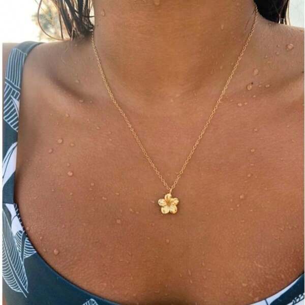 1pc Plumeria Flower Necklace Boho Necklace, Flower Pendant, Hawaiian Flower Necklace, Plumeria Pendant, Summer Jewelry Gift For Her