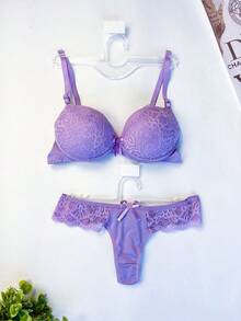 Lace Set Double Thong Panties With Lace Cup Adjustable Straps Women's Lingerie Promotion Intimate Fashion - Multicolor - Ver 7