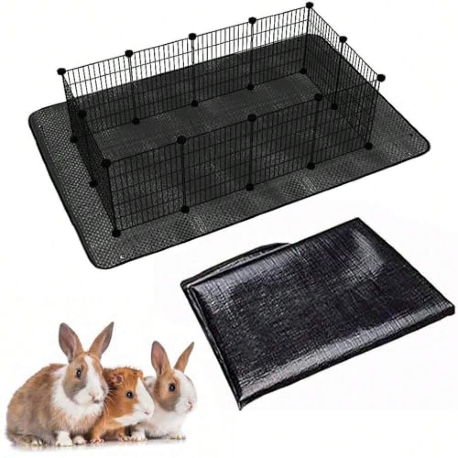 Waterproof Playpen Rabbits And Small Animals, 59x39 Inches, Reusable Guinea  Cage Liner, Black