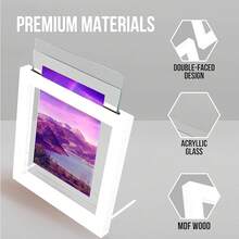 01 Floating Picture Frames-Floating Photo Frame 3 Pcs Glass Floating Frame Two Sided Picture Frame Large Floating Frame Square Floating Frame Picture Frames With UV Protection Floating Wood Gallery Frame - White - View 3