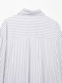 DEEKA 女装春夏新品超大单排扣条纹长袖衬衫 - 白色 - 查看 6