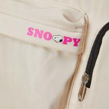 Miniso Snoopy Series Multi-Pocket Nylon Backpack High School Students School Bag Brand Unisex Shoulder Bag - Beige - View 11