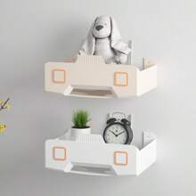 1pc Multifunctional WiFi Router Storage Box, Large Capacity With Multi-Port Ventilation Design, Plastic Material Organizer Shelf With Adhesive Strip And Fixing Screws, Available In Multiple Colors, Robot-Shaped Design Details, Suitable For Storing Router, Small Items, Wall-Mounted Organization