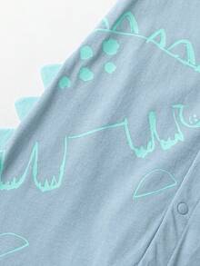 mini bala Dinosaur Print Baby Romper – Stretch Fabric & Non-Deform – Fun Playtime Outfit - Gray Blue - View 7