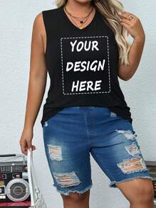 Pijama personalizado de talla grande para mujeres con top de tirantes estrechos, añade tu texto, elige tu color y tipo de letra favoritos, diseña tu propia parte superior impresa personalizada, tops personalizados para mujer, regalos para novia/miembros de la familia, regalos del Día de la Madre, regalos de cumpleaños, regalos de boda y talla grande. Personalización de texto, tops, tops de mujer con estampado, tops de verano personalizados de manga corta, vacaciones