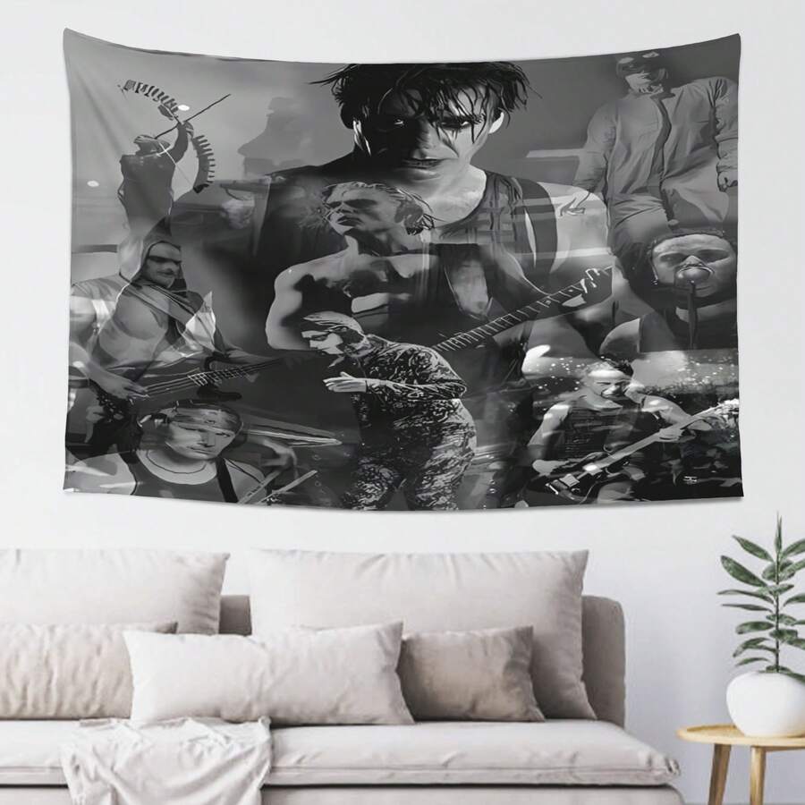 Tapiz de RAMMSTEIN, telón de fondo de pared, arte de pared, tapiz decorativo para el hogar adecuado para sala de estar, dormitorio, regalo de cumpleaños - Negro - Ver 1