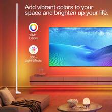 1/ 2Pcs RGB Smart LED Floor Lamps, With App-Controlled,  Music Atmosphere And Wireless USB Multi-Color Corner Ambient Lights, Suitable For Living Room,Bedrooms, Game Rooms, Family Gatherings And Festival Decoration. - White Round Bottom - View 5