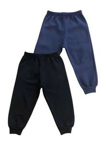 Kit 2 Sweatpants For Boys Or Girls Winter Flannel Tracksuit 2 To 10 Years - 黑色和藍色 - 查看 1