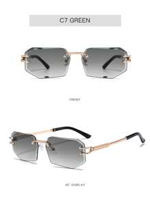 Fashionable Travel Glasses, Rimless Polygonal Cut-Edge Glasses For Women