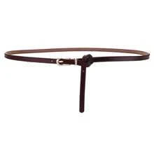 Cinturón fino anudado de piel de vaca Versión coreana de la hebilla de alfiler dorado de cuero con falda cinturón fino de moda simple con cinturón de pantalón decorativo femenino