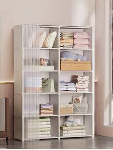 Dustproof Convenient Wardrobe, Home Bedroom Storage Simple Storage Cabinet Combination, Storage Cabinet, Small Apartment Rental Wardrobe Rack, Clothing Separation Storage, Wardrobe Rack - Multicolor - View 12