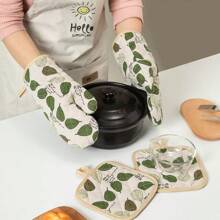 4pcs/Set Oven Mitt Set, Microwave Oven Gloves, Heat Resistant Glove Set, Heat Resistant, Modern Kitchen Tools For Handling Hot Pots And Pans, Festive Holiday Cooking Gifts Friendly For Home And Kitchen Organization