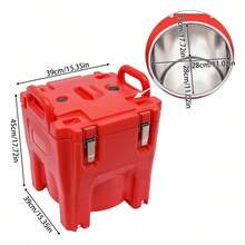 20L Stainless Steel Insulated Food Carrier, Bucket Hot Food Insulated Food Carrier For Restaurants, Hotels, Outdoor Parties, Fishing Chairs, Camping. (Red) - Red - View 5