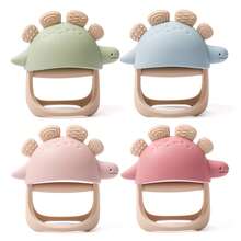 Silicone Dinosaur Teether, Infant/Toddler Chewing Toy With Dopamine Color, Adorable Animal Teether For Teething & Self-Soothing - Multicolor - View 4