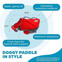 Outward Hound Granby Splash Dog Life Jacket, High-Buoyancy Dog Life Vest For Swimming, Boating, And Water Safety, Large, Orange - Đỏ - Xem 4