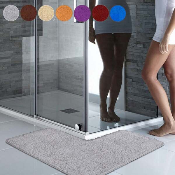 1 قطعة من السجادة الناعمة المصنوعة من الألياف الدقيقة بشكل حرف L للاستخدام في الحمام والأركان والدش والسبا والغرف المتعددة، مع قاعدة مانعة للانزلاق، قابلة للغسل في الغسالة، مناسبة للمطبخ والغرفة والمدخل وديكور الحمام والمطبخ