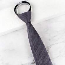 Corbata de punto a rayas con cabeza plana, ajustable, suave y sin nudos, corbata automática con cremallera como accesorio para traje de chico
