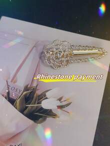 1pc Oversized Lovely Faux Pearl Sweet One-Piece Hair Clip, Suitable For Daily Use, Camellia Flower & Crystal Faux Pearl Hair Accessory, School Stuff, Faux Pearl Hair Accessories, Looks Of Party, Bobby Pins, Head Accessories, Claw Clips - Gold - View 4