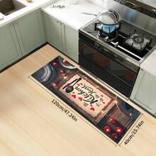 Kitchen Rug And Mat Set With My Kitchen Phrase Pattern, Non-Slip Washable, Kitchen Cushion, Smooth Soft Comfortable Easy To Clean Material, Suitable For Bedroom, Living Room, Dining Room, Kitchen, Bathroom, Entryway