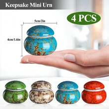 Handcrafted Ceramic  Urns Keepsake - Set Of 4 With Box & Velvet Bag - 1 - View 1