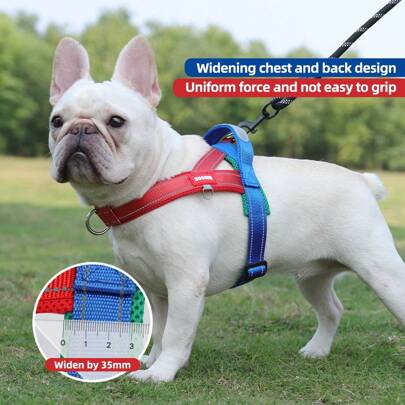 Soft Mesh Padded Nylon Dog Harness Adjustable Pet Harness Pull-Resistan Vest For Small Medium Dogs Reflective Dog Chest Strap French Bulldog