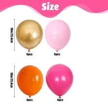 24pcs 10inch Light Pink & Orange Metallic Gold Balloons, Suitable For Summer Tropical Theme Party, Graduation, Back To School, Wedding, Engagement, Birthday, Bridal Shower, Balloon Decor, Photo Props - Orange - View 7