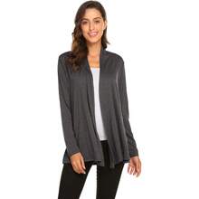 Newchoice Womens Casual Lightweight Long Sleeve Cardigan Soft Drape Open Front Fall Dusters (S-3XL) - Dark Grey - View 2