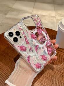 1pc Pink Sea Turtle Magnetic Wireless Charging Transparent Anti-Drop Phone Case, Soft+Hard Material, Suitable As Festival Gift Compatible With IPhone 14/15/16 Pro/Pro Max/Plus, Anti-Fingerprint & Scratch, Clear Glossy Waterproof Shockproof Scratch Resistant