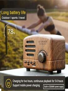 Retro Bluetooth Speaker, Nostalgic Mini Bluetooth Audio Player, Micro USB Rechargeable Cute Portable Outdoor Speaker