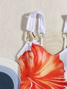 1pc Floral Pattern Sexy One-Piece Swimsuit - Multicolor - View 6