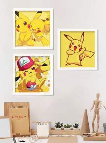pokemon Pegatinas de diamante hechas a mano de Pikachu Pokémon, manualidades DIY, adornos para marcos de fotos, adornos para el hogar, adecuados para regalar, como juego temático de fiesta para entrenar habilidades manuales, San Valentín, regalos navideños, regalos para fiestas temáticas