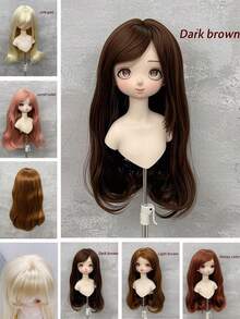 1pc BJD Doll Wig, MJD Doll Wig, SD Doll Wig 1/3,1/4,1/6 With Bangs, High-Temp Fiber Wig Material For DIY Doll Making, 60cm Dream Fairy Style Wig With Inward Curl Bangs - ES069 Wig - View 2