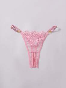 Sexy Pink Lace Hollow-Out Sheer Lingerie Set For Women, With An Elegant Hollow-Out Design That Highlights Charming Figure - 粉色 - 查看 5