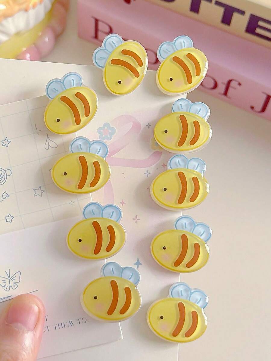 10个装可爱卡通蜜蜂发夹女童甜美刘海儿童学生发夹 - 彩色 - 查看 1