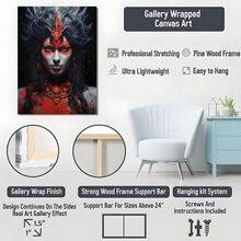 1pc Framed Canvas Poster, Goddess Of Demons, Blood-Red Decor, Fantasy Art Style Wall Art Canvas Paintings, Ideal Gift For Bedroom Living Room Corridor, Wall Art, Wall Decor, Winter Decor, Room Decoration, 2D Flat Print, Not 3D - Nhiều màu - Xem 6