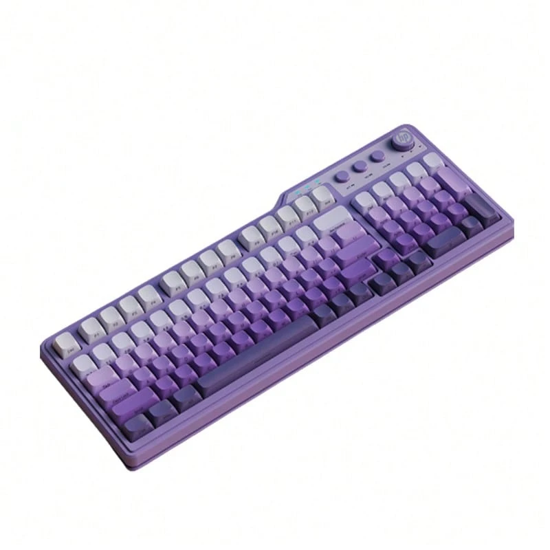 HP K360 Mechanical Feeling Backlit Keyboard And Mouse Set, And K360 98-Key Layout Gaming Keyboard, Colorful Backlighting/Multimedia Hotkeys/Plug And Play, Compatible With Desktop And Laptop Computers - Gradient Purple [single Keyboard] Side Engraving - View 1