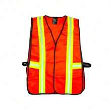 Industrial Safety Vest With Reflective Strips, Neon Lime Green, Lightweight Design 1 OZ