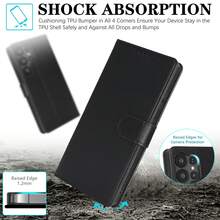 1 件黑色皮革钱包式磁吸翻盖手机壳带卡夹，适用于（Apple///Redmi//Transsion）手机型号，保护套