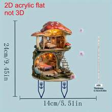 1pc 2D Acrylic Garden , Whimsical Mushroom House Yard Decor, Suitable For Lawn, Porch And Patio. Exquisite Gift For Mother's Day, Wedding And Birthday To Family And Friends, Fits 11 Holiday Hole Designs, Random Hole Style - Multicolor - View 3