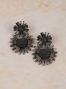 Pendientes exagerados retro tipo girasol, margarita, pendientes con diseño lujoso y de moda tipo clavos para que las mujeres los usen a diario