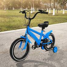 RibasuBB 14-Inch Kids Bicycle With Adjustable Seat, Carbon Steel Frame, Dual Brakes, Training Wheels, PU Leather Cushion, Mudguards & Bell - Blue - Blue - View 10