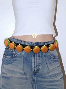 1pc Unisex Waist Chain Hamburger Shaped Waist Belt, Versatile Denim Punk Y2K Street Style, Suitable For Streetwear And Photography