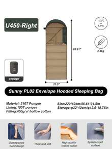 Naturehike Saco de dormir con capucha tipo sobre, con bolsillos para las manos, con cremallera, lavable a máquina, grueso y suave - Multicolor - Ver 8