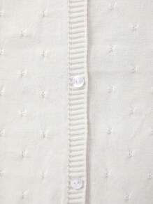 女童纯色薄款长袖蕾丝针织开衫，带纽扣，外套斗篷，春夏季