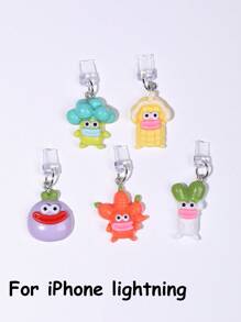 1/5pcs Funny Cartoon Vegetable Series Charging Port Dust Plug, Creative Cute Fashion Unique Broccoli, Scallion, Corn, Eggplant, Carrot Shaped 3D Resin Pendant, Transparent Silicone Smartphone Earphone Tablet Kindle Dust Plug Accessory Decoration Charm, Phone Charging Port Decor Pendant, Suitable As Small Gift, Waterproof Anti-Dust For IPhone Lightning/Type-C, Protect Phone Charging Port Firmly